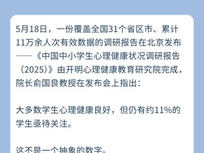 《中国中小学生心理健康状况调研报告》发布